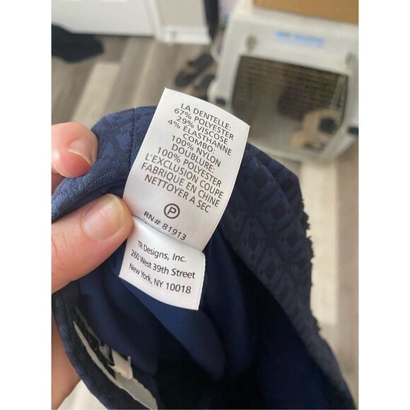 Tracy Reese Embellished Pencil Skirt Blue Black Applique Jacquard Size 4 - Picture 8 of 9